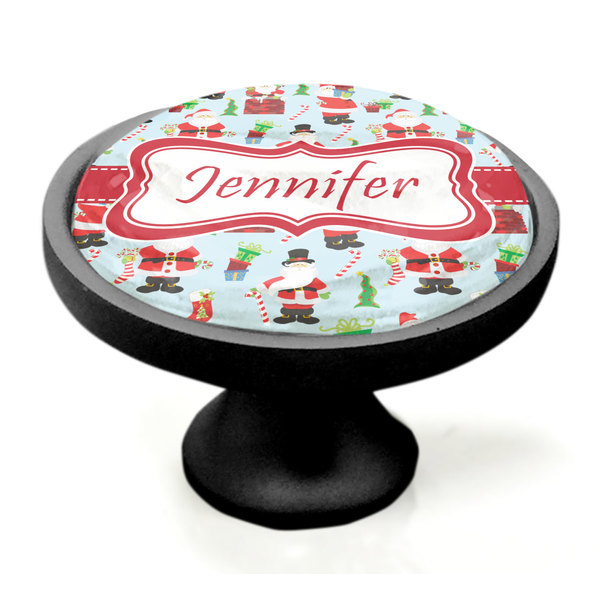Santas w/ Presents Black Custom Cabinet Knob (Side)