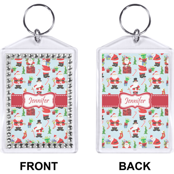 Santas w/ Presents Bling Keychain (Front + Back)