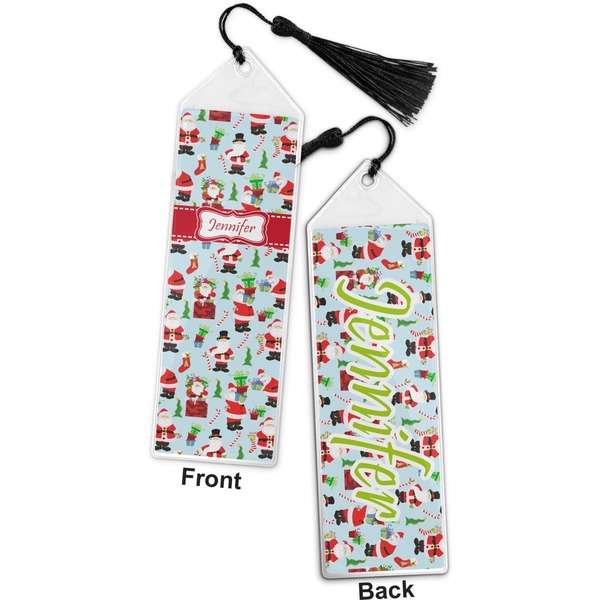 Santas w/ Presents Bookmark with tassel - Front and Back