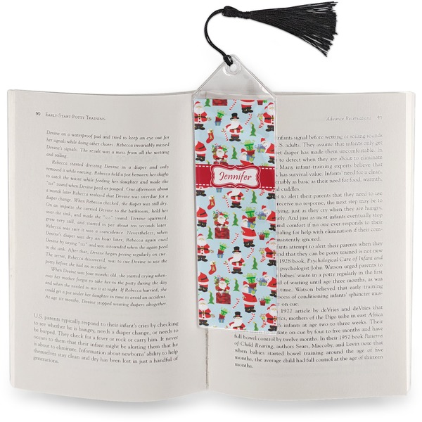 Santas w/ Presents Bookmark with tassel - In book