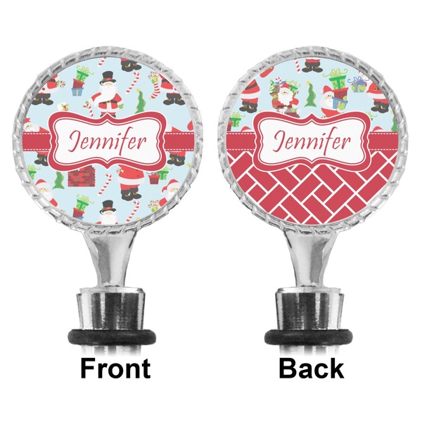 Santas w/ Presents Bottle Stopper - Front and Back