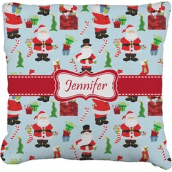 Santa and Presents Faux-Linen Throw Pillow 20" w/ Name or Text