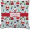 Santa and Presents Faux-Linen Throw Pillow 20" w/ Name or Text