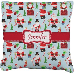 Santa and Presents Faux-Linen Throw Pillow 26" w/ Name or Text