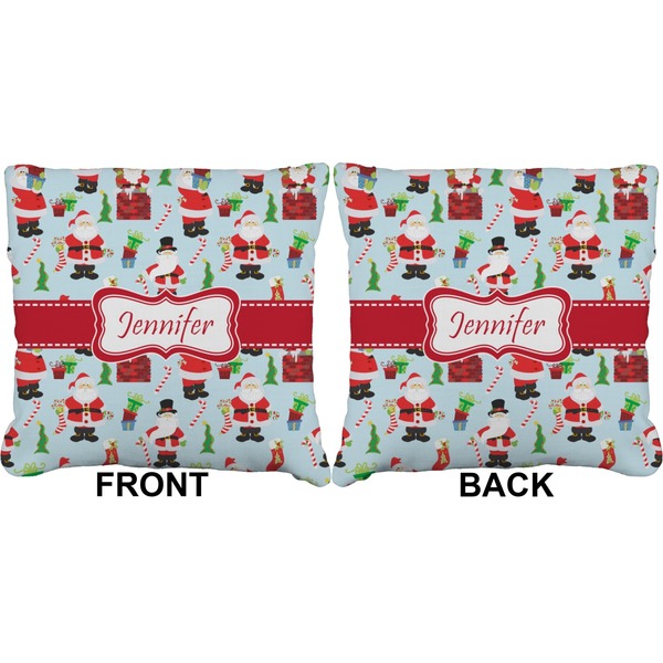 Santas w/ Presents Burlap Pillow Approval