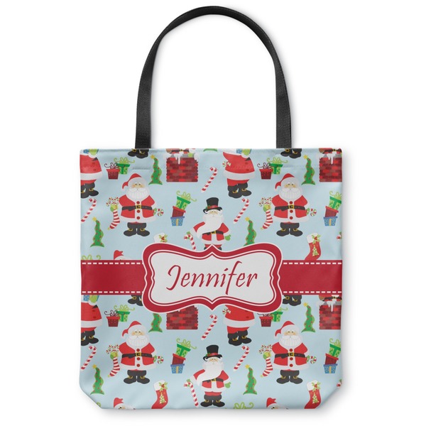 Custom Santa and Presents Canvas Tote Bag - Small - 13"x13" w/ Name or Text