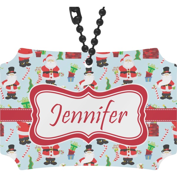 Custom Santa and Presents Rear View Mirror Ornament w/ Name or Text