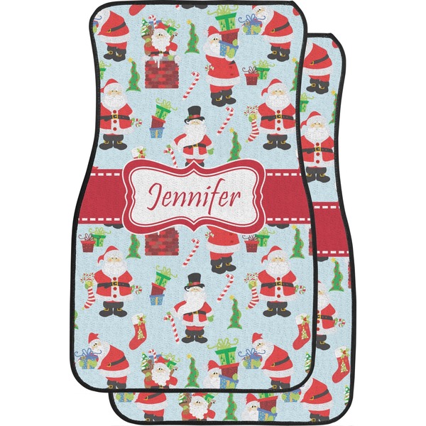Custom Santa and Presents Car Floor Mats (Front Seat) w/ Name or Text