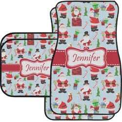 Santa and Presents Car Floor Mats Set - 2 Front & 2 Back w/ Name or Text