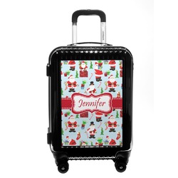 Santa and Presents Carry On Hard Shell Suitcase w/ Name or Text
