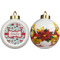 Santas w/ Presents Ceramic Christmas Ornament - Poinsettias (APPROVAL)