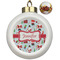 Santas w/ Presents Ceramic Christmas Ornament - Poinsettias (Front View)