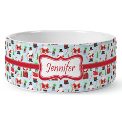 Santa and Presents Ceramic Dog Bowl (Personalized)