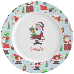 Santa and Presents Ceramic Dinner Plates (Set of 4) (Personalized)