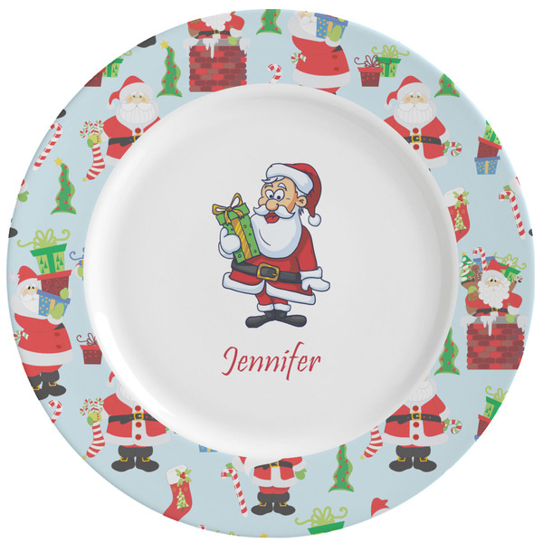Custom Santa and Presents Ceramic Dinner Plates (Set of 4) (Personalized)