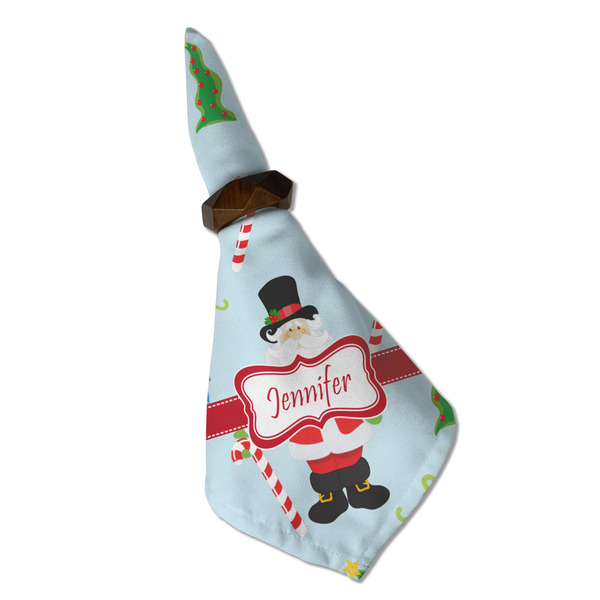 Santas w/ Presents Cloth Napkins - Personalized Dinner (Folded in Ring) (MAIN)