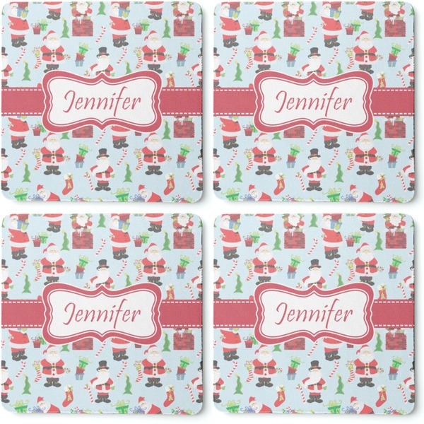 Santas w/ Presents Coaster Rubber Back - Apvl