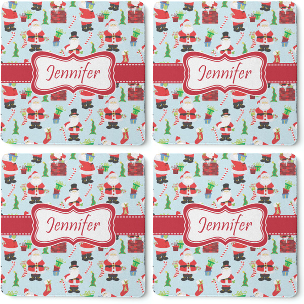 Santas w/ Presents Coaster Rubber Back - Apvl