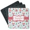 Santa and Presents Square Rubber Backed Coasters - Set of 4 w/ Name or Text