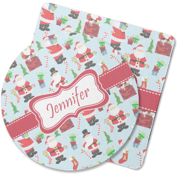 Custom Santa and Presents Rubber Backed Coaster (Personalized)