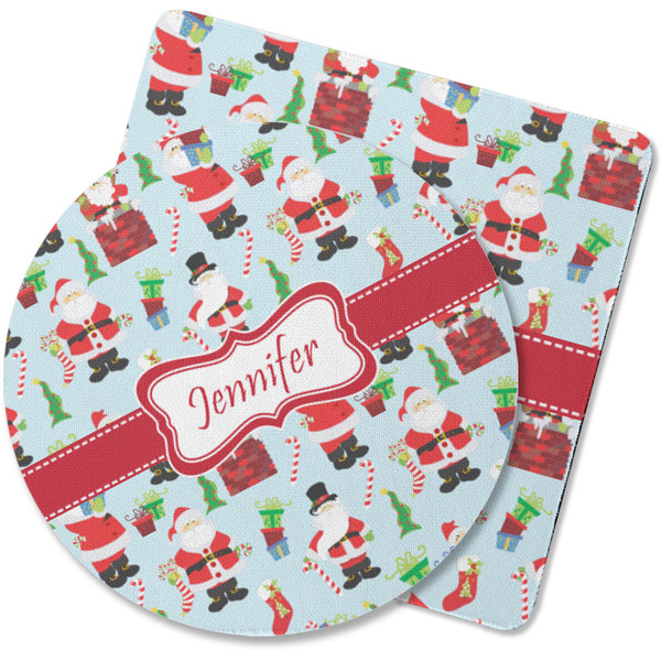 Custom Santa and Presents Rubber Backed Coaster (Personalized)
