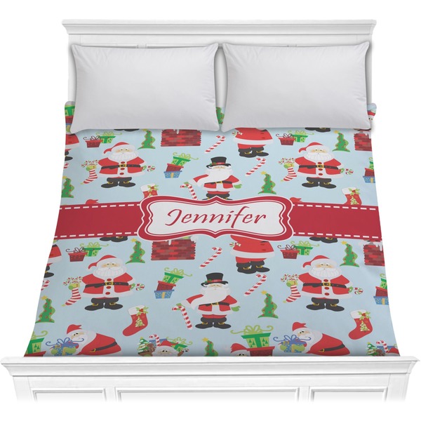 Custom Santa and Presents Comforter - Full / Queen w/ Name or Text