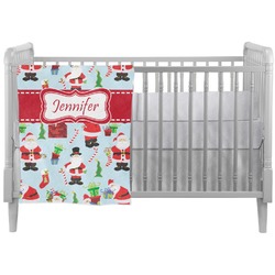 Santa and Presents Crib Comforter / Quilt w/ Name or Text