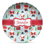 Santa and Presents Microwave Safe Plastic Plate - Composite Polymer (Personalized)