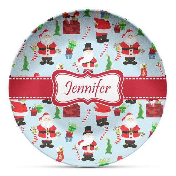 Custom Santa and Presents Microwave Safe Plastic Plate - Composite Polymer (Personalized)