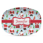 Santa and Presents Plastic Platter - Microwave & Oven Safe Composite Polymer (Personalized)