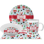 Santa and Presents Dinner Set - Single 4 Pc Setting w/ Name or Text