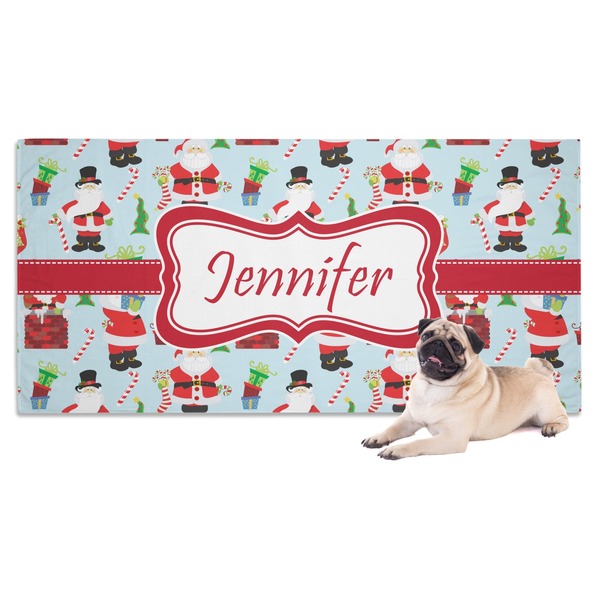 Custom Santa and Presents Dog Towel w/ Name or Text