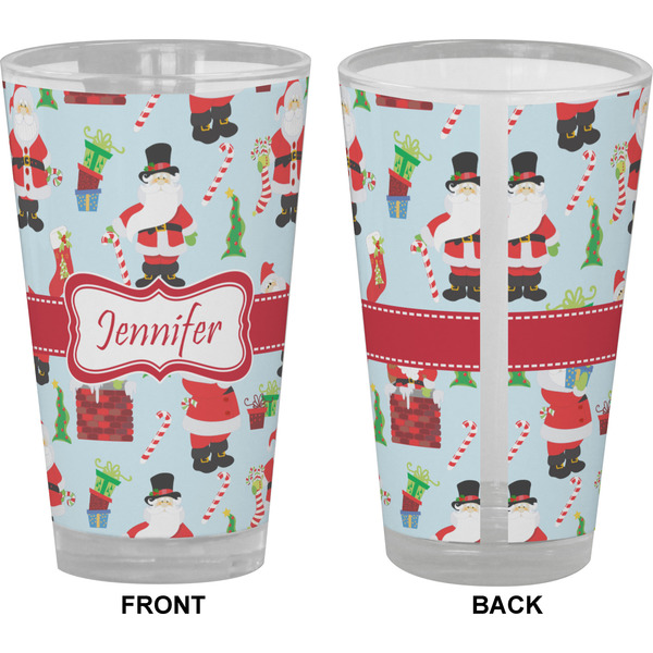 Santa and Presents Pint Glass - Full Color - Front & Back Views