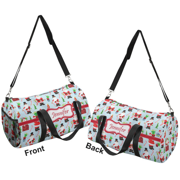 Santas w/ Presents Duffle bag large front and back sides