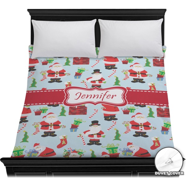 Custom Santa and Presents Duvet Cover - Full / Queen w/ Name or Text
