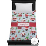 Santa and Presents Duvet Cover - Twin w/ Name or Text