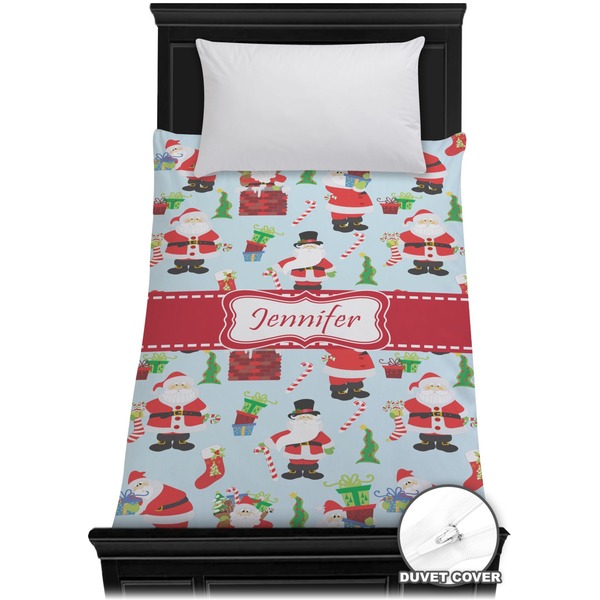 Custom Santa and Presents Duvet Cover - Twin w/ Name or Text