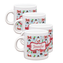 Santa and Presents Single Shot Espresso Cups - Set of 4 (Personalized)