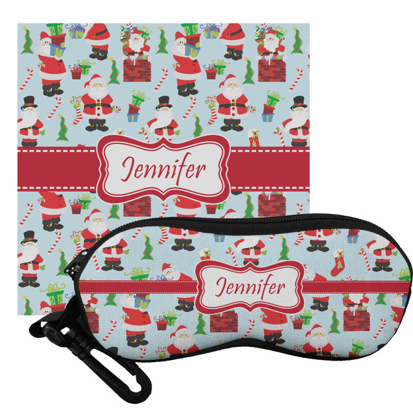 Custom Santa and Presents Eyeglass Case & Cloth w/ Name or Text