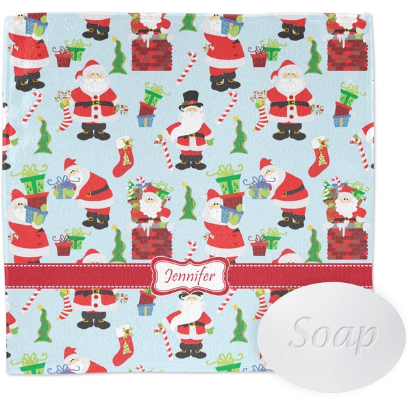 Custom Santa and Presents Washcloth w/ Name or Text