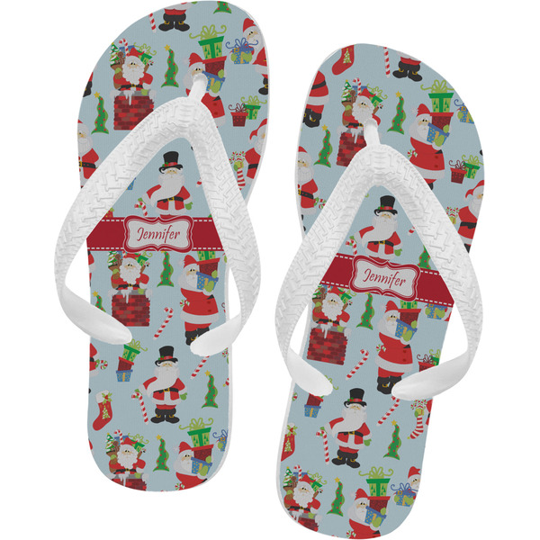 Custom Santa and Presents Flip Flops - Medium w/ Name or Text