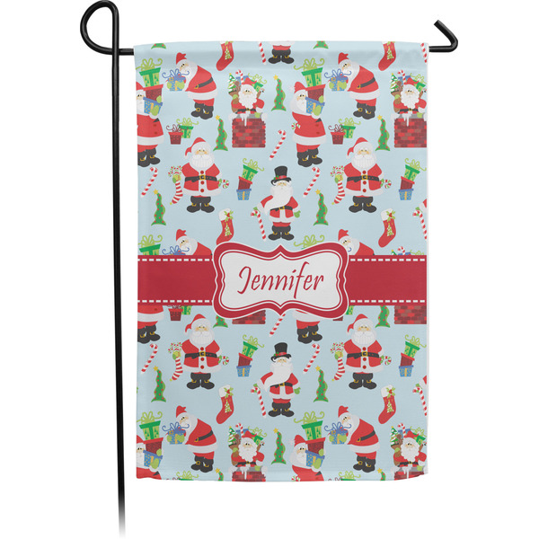 Custom Santa and Presents Small Garden Flag - Single Sided w/ Name or Text