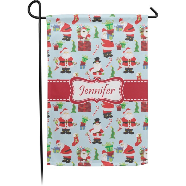 Custom Santa and Presents Small Garden Flag - Double Sided w/ Name or Text