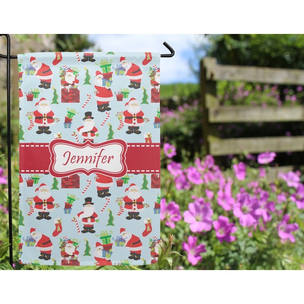 Santas w/ Presents Garden Flag - Outside In Flowers