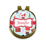 Santa and Presents Golf Ball Marker - Hat Clip - Gold