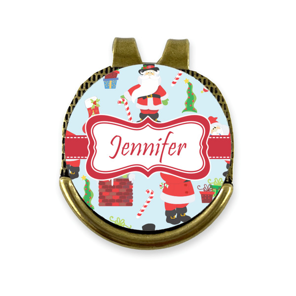 Custom Santa and Presents Golf Ball Marker - Hat Clip - Gold