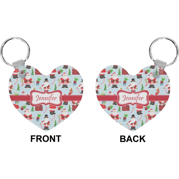 Santas w/ Presents Heart Keychain (Front + Back)
