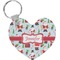 Santas w/ Presents Heart Keychain (Personalized)