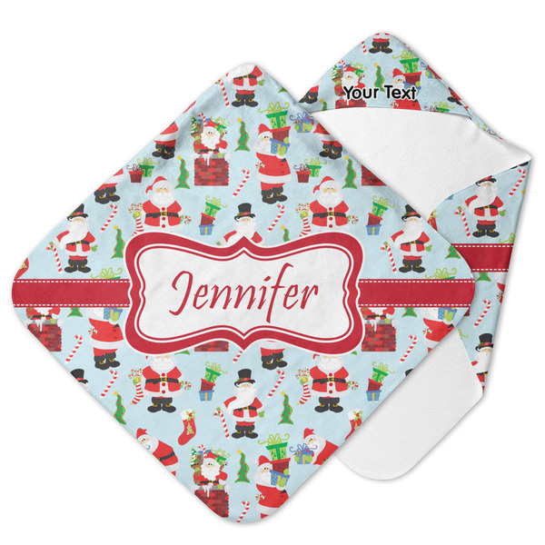 Custom Santa and Presents Hooded Baby Towel w/ Name or Text