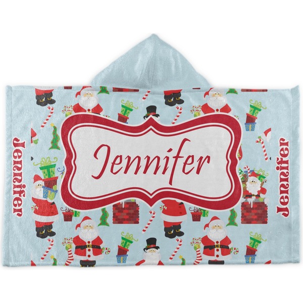 Custom Santa and Presents Kids Hooded Towel (Personalized)